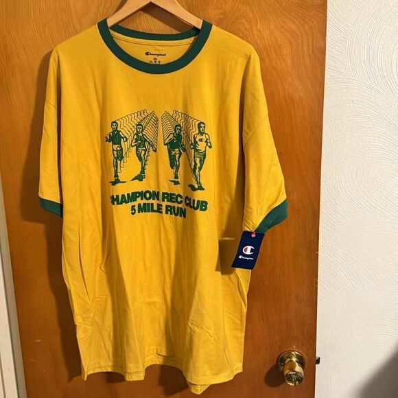 Champion Tshirt Mens 2XL Yellow Green - Picture 1 of 2